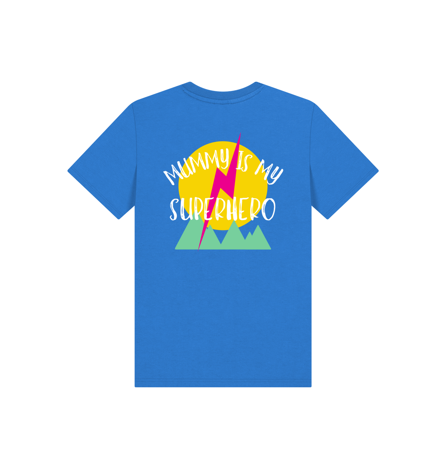 Bright Blue Printed Kids T-Shirt Back