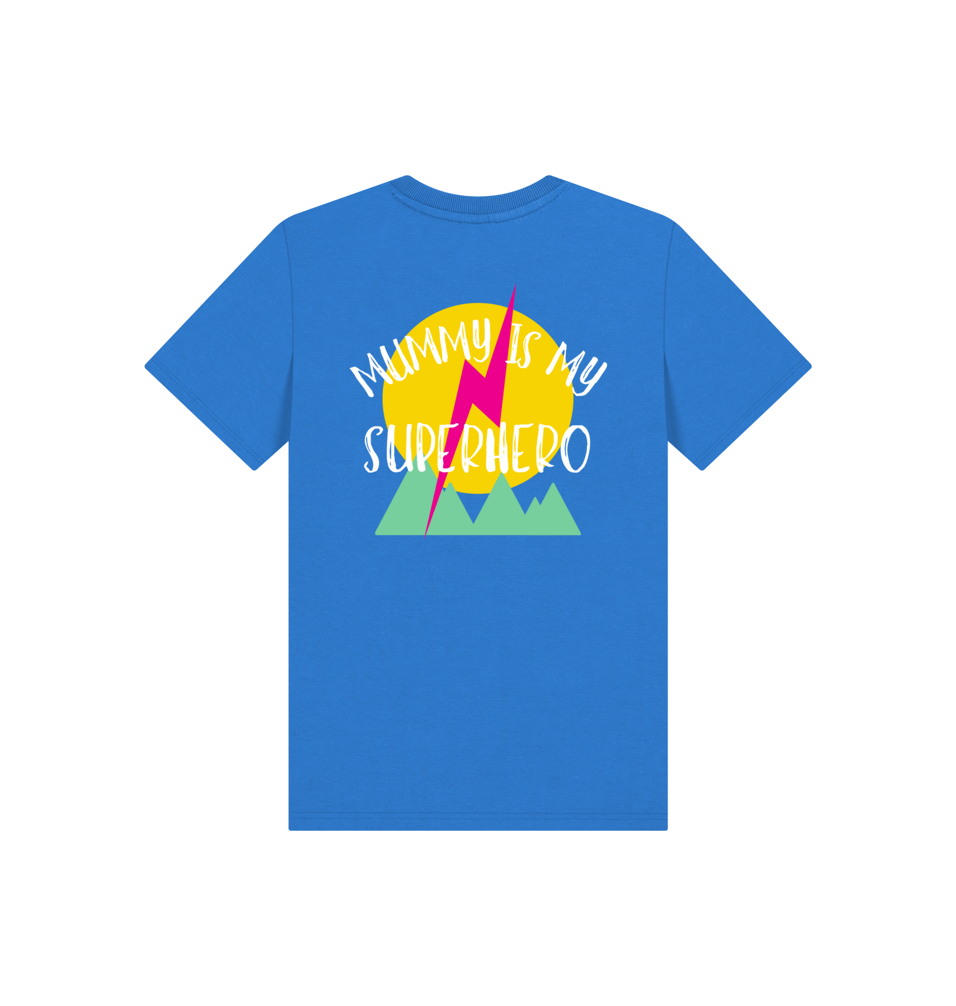 Bright Blue Printed Kids T-Shirt Back