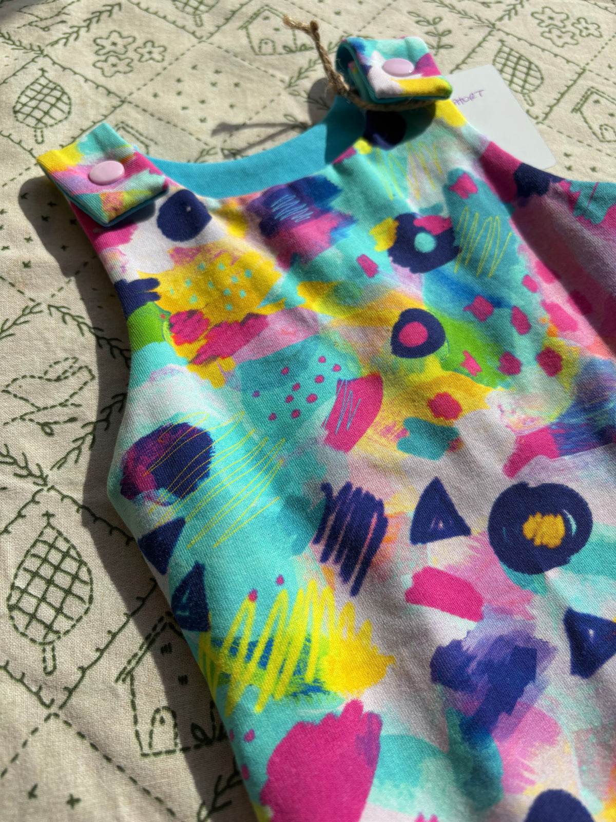 Dungarees: Shortie: 0-3 months: Watercolour