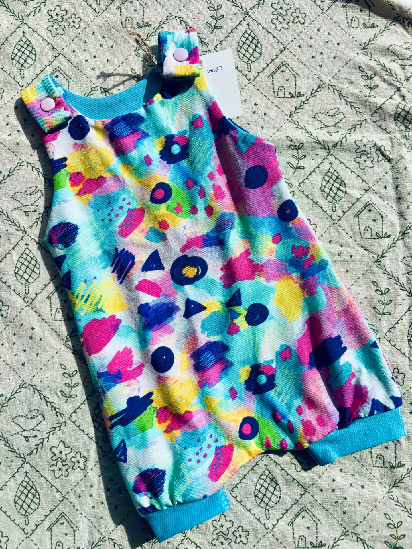 Dungarees: Shortie: 0-3 months: Watercolour