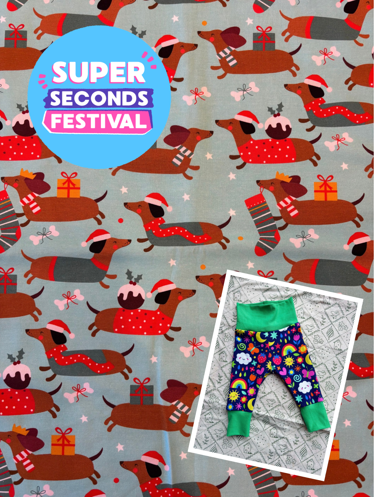 SSF Special! Grow with me Leggings: Christmas dogs (Made to order)