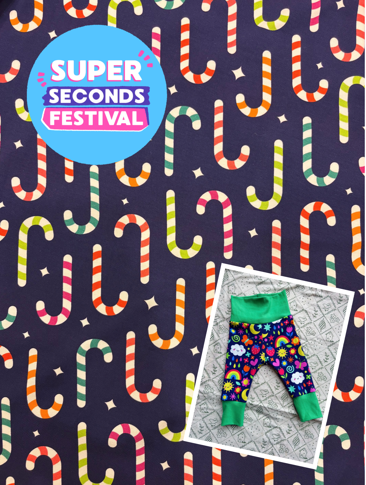 SSF Special! Grow with me Leggings: Candy canes (Made to order)