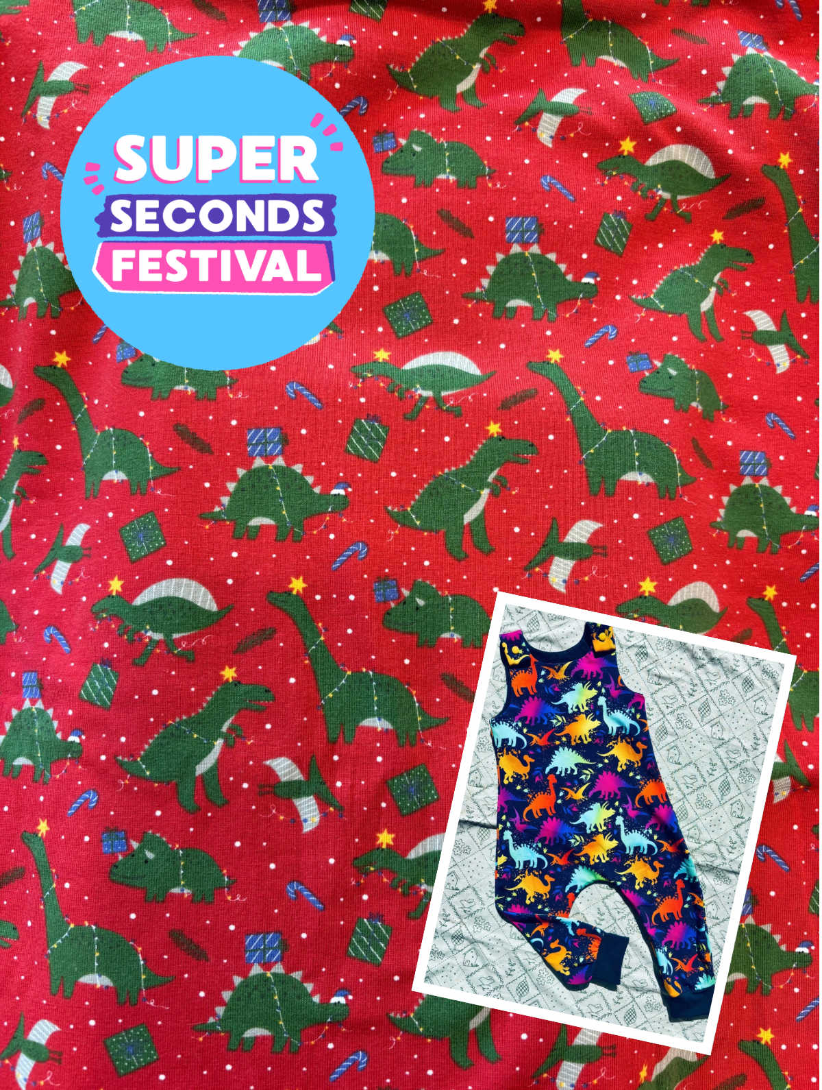 SSF Special! Dungarees: Christmas Dino Presents (Made to order)