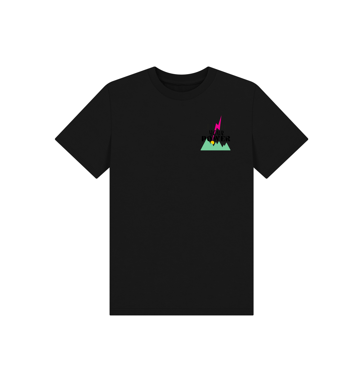 Black Printed Kids T-Shirt Front