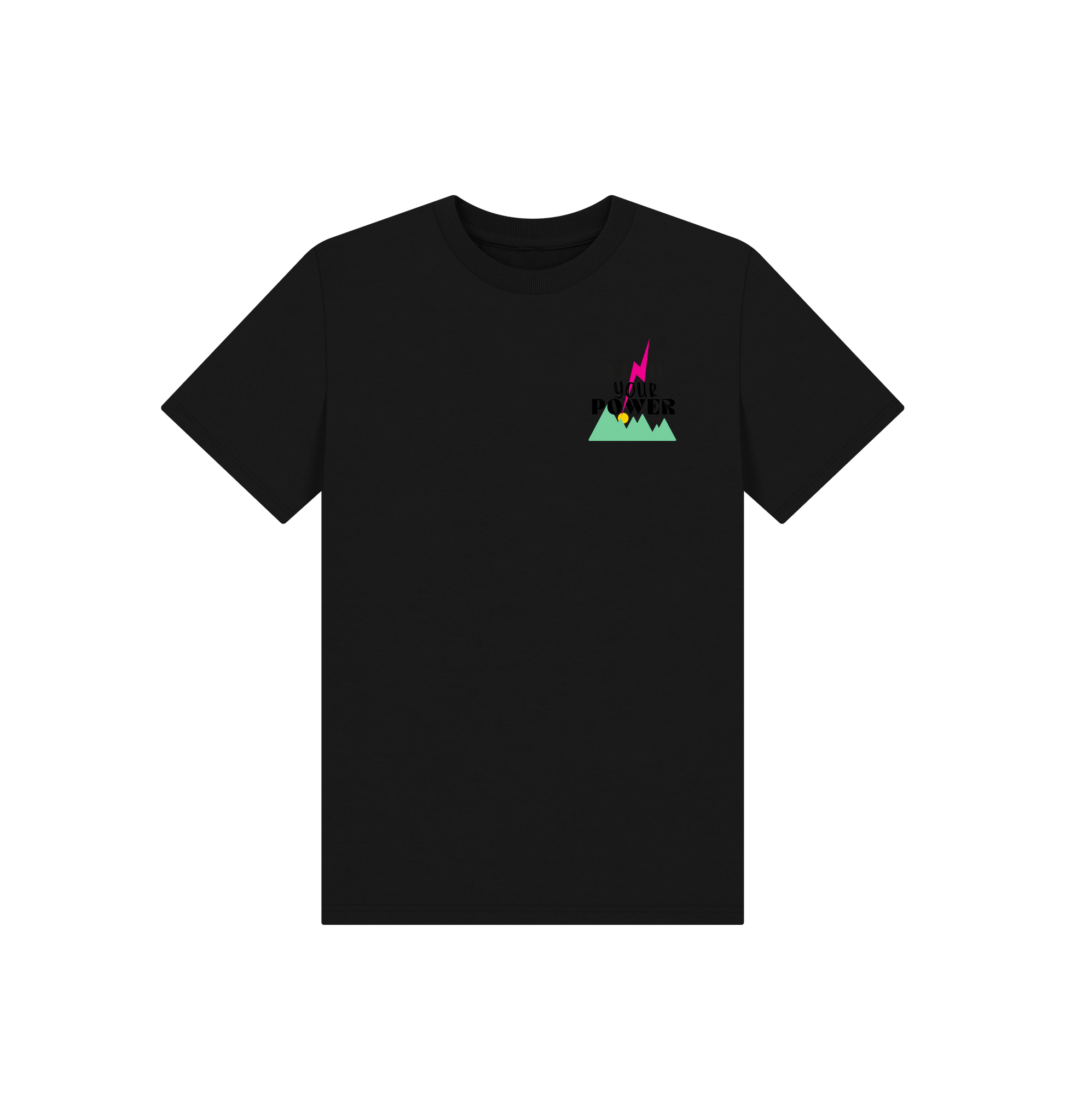 Black Printed Kids T-Shirt Front