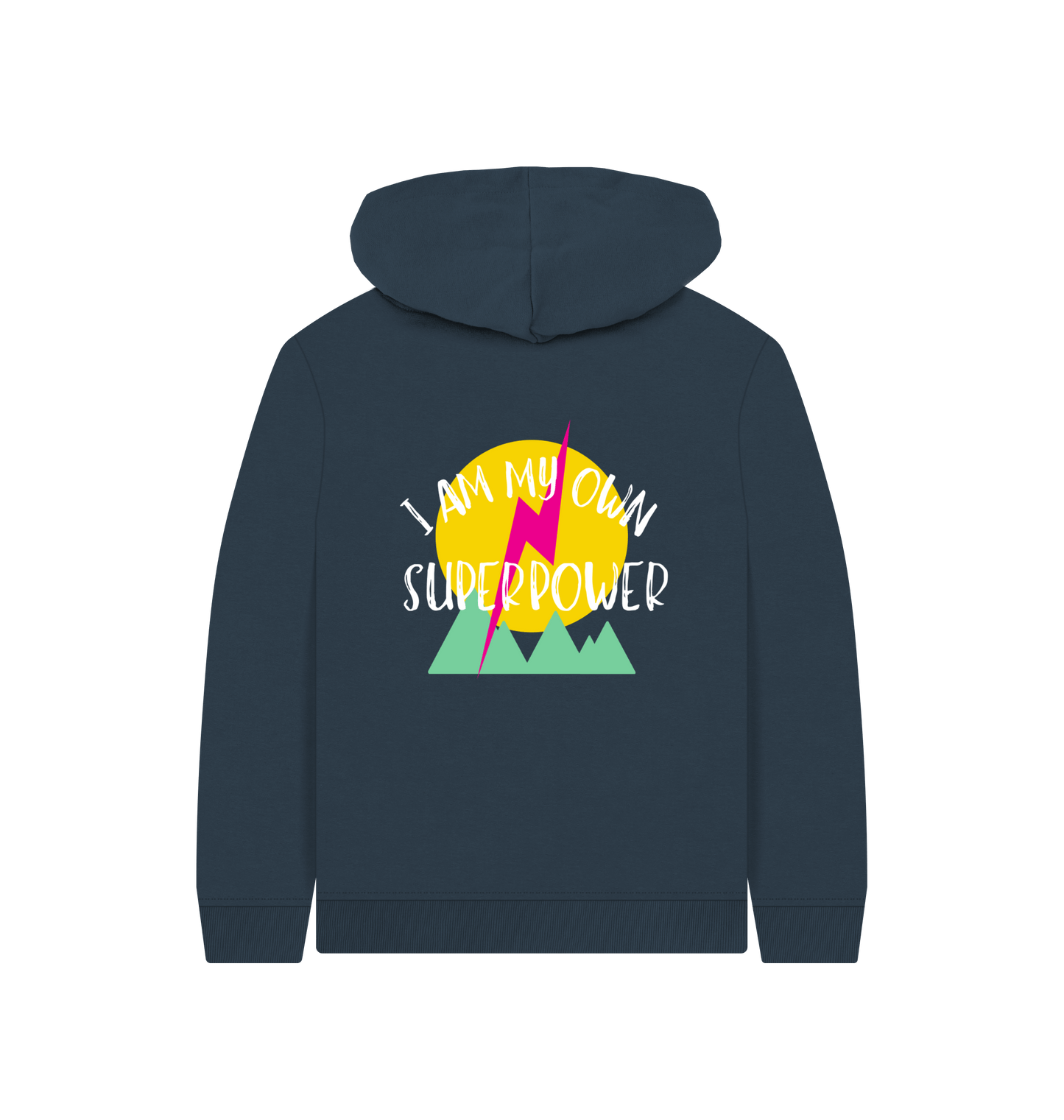 Navy Blue Printed Kids Hoodie Back