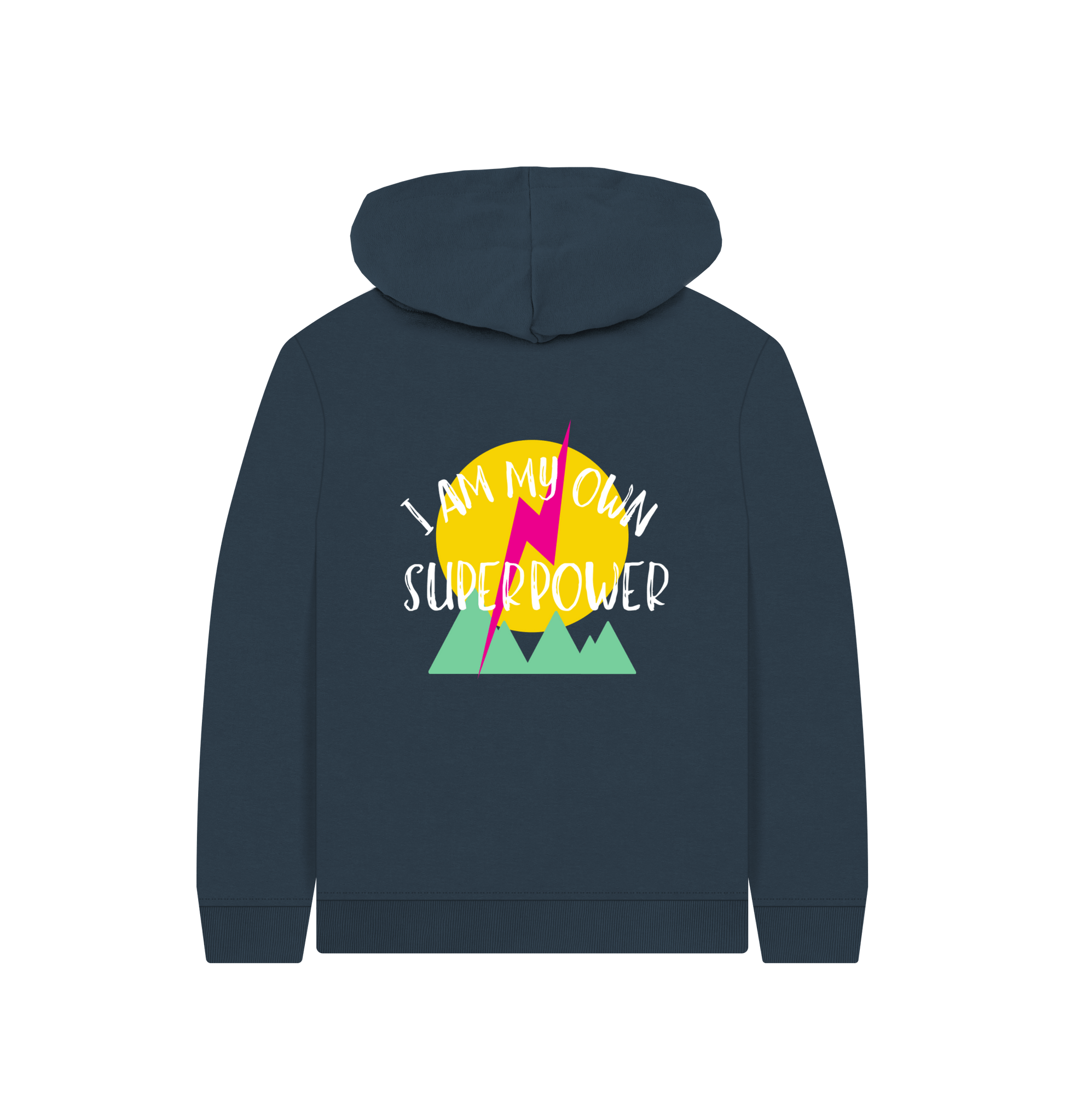 Navy Blue Printed Kids Hoodie Back