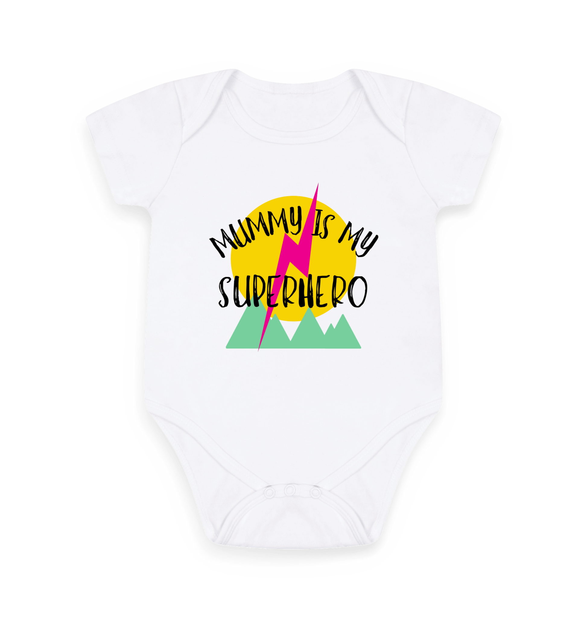 White Printed baby grow Front