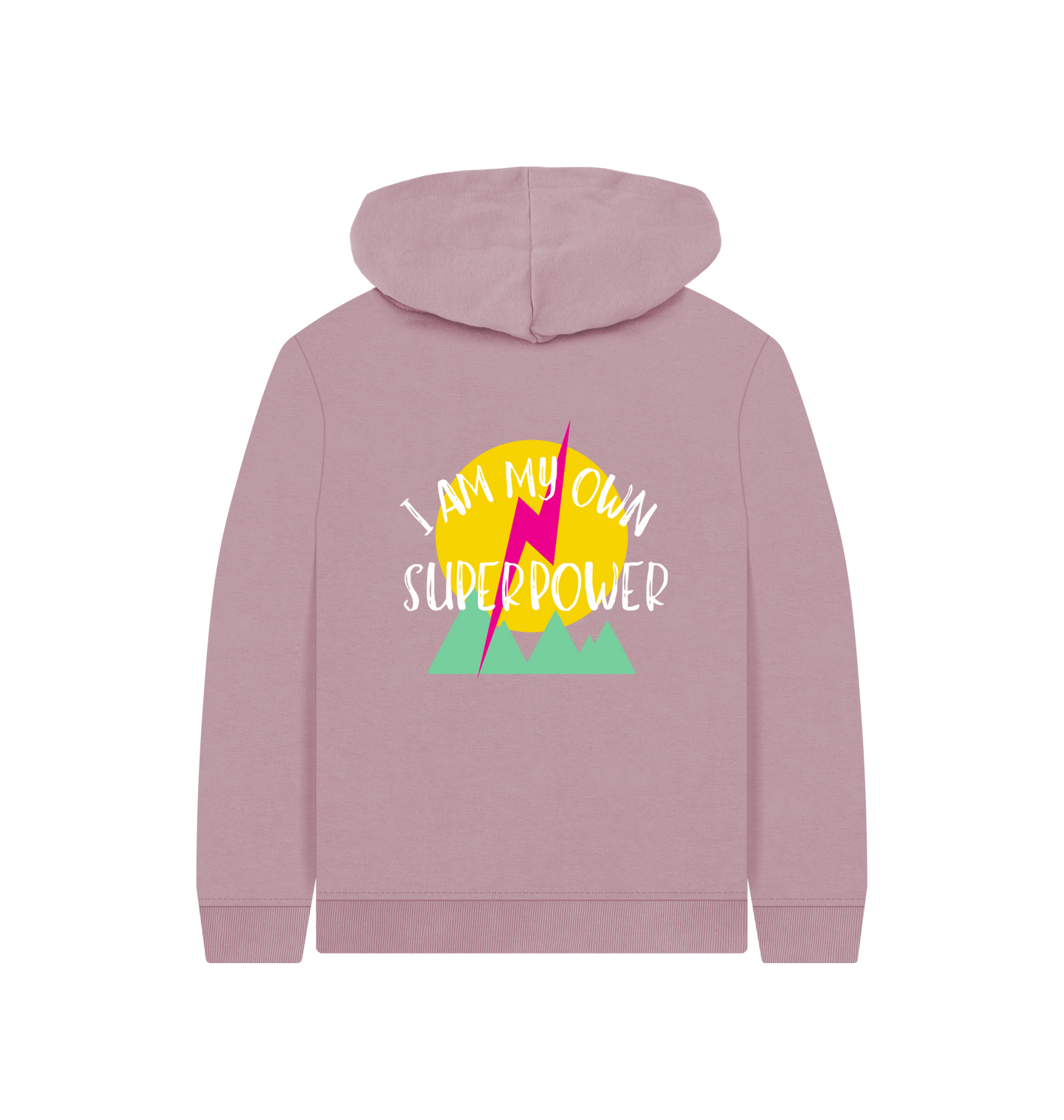 Mauve Printed Kids Hoodie Back