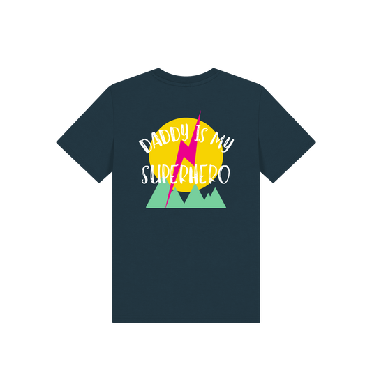 Denim Blue Printed Kids T-Shirt Back