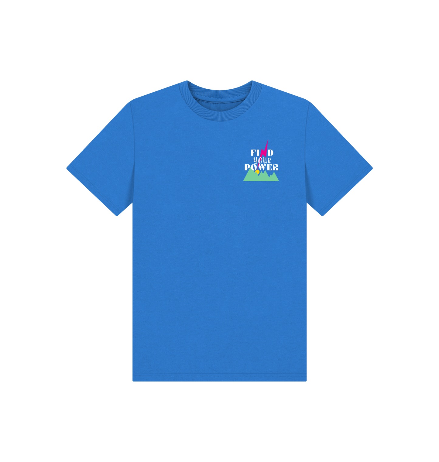 Bright Blue Printed Kids T-Shirt Front