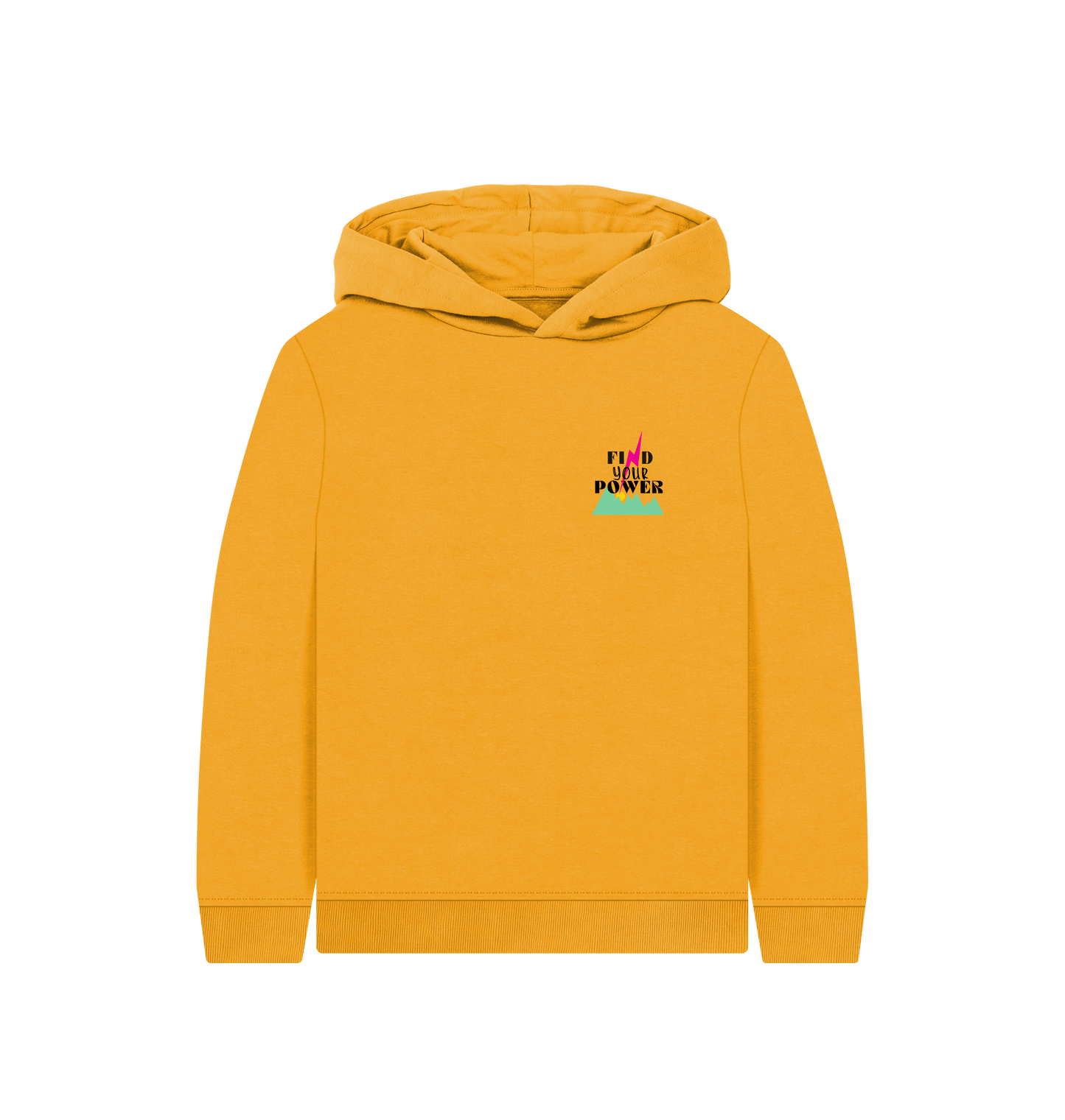 Mustard Printed Kids Hoodie Front