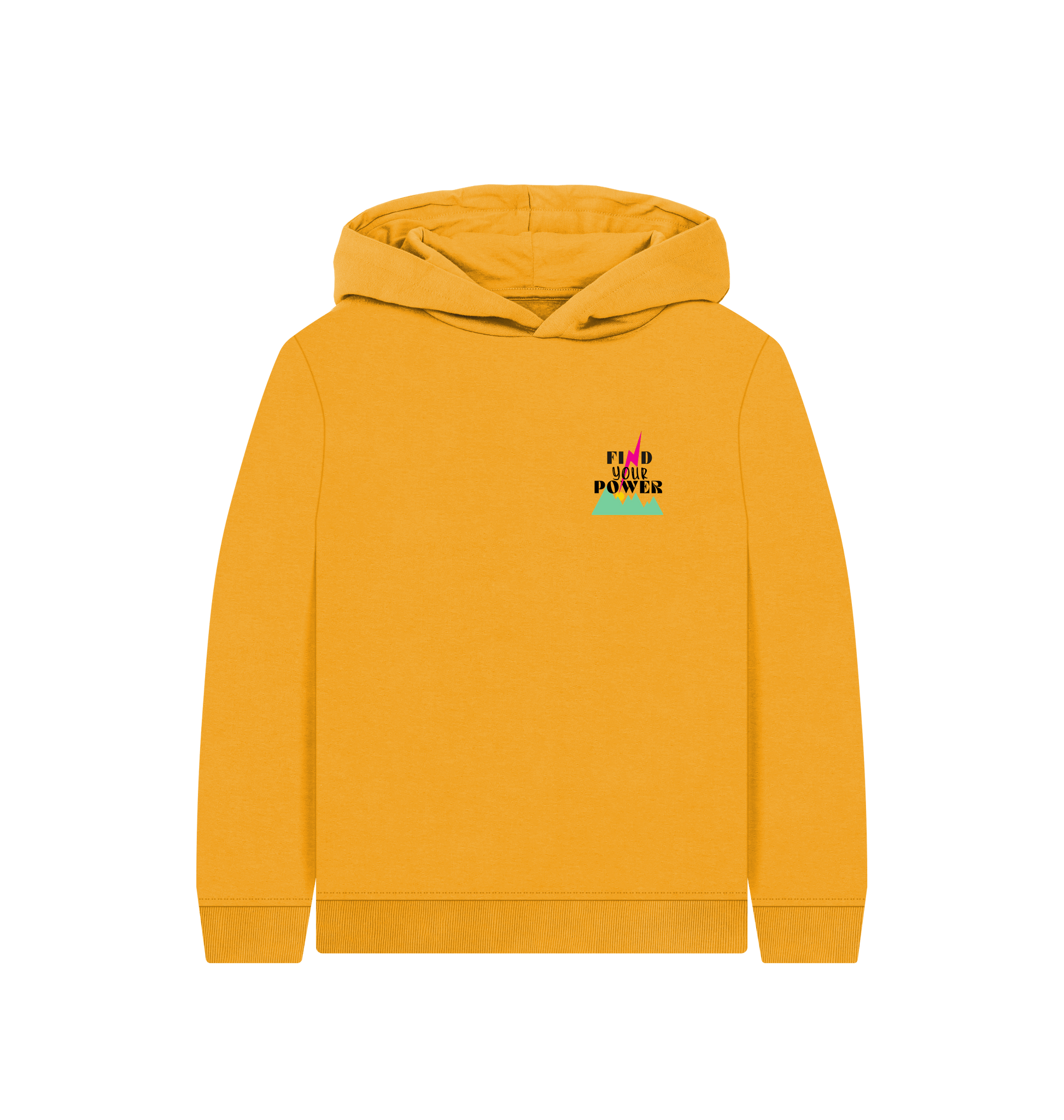 Mustard Printed Kids Hoodie Front