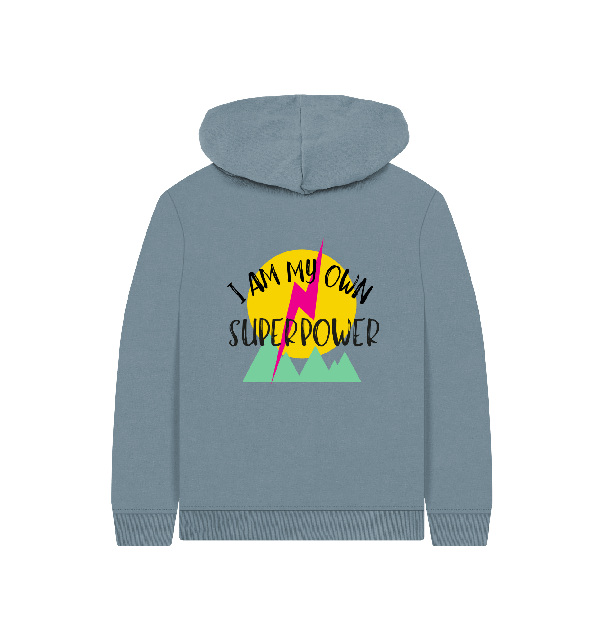 Stone Blue Printed Kids Hoodie Back