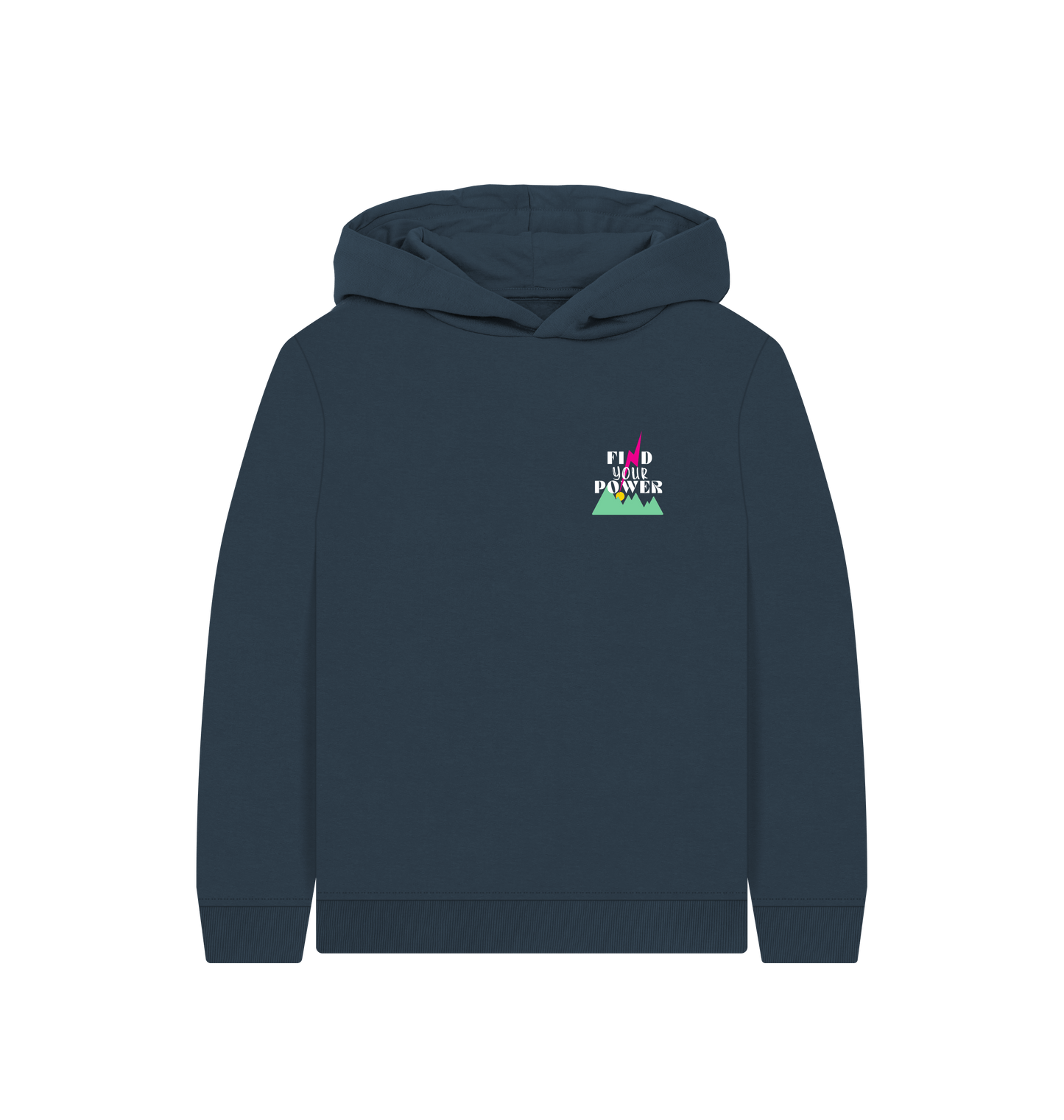 Navy Blue Printed Kids Hoodie Front