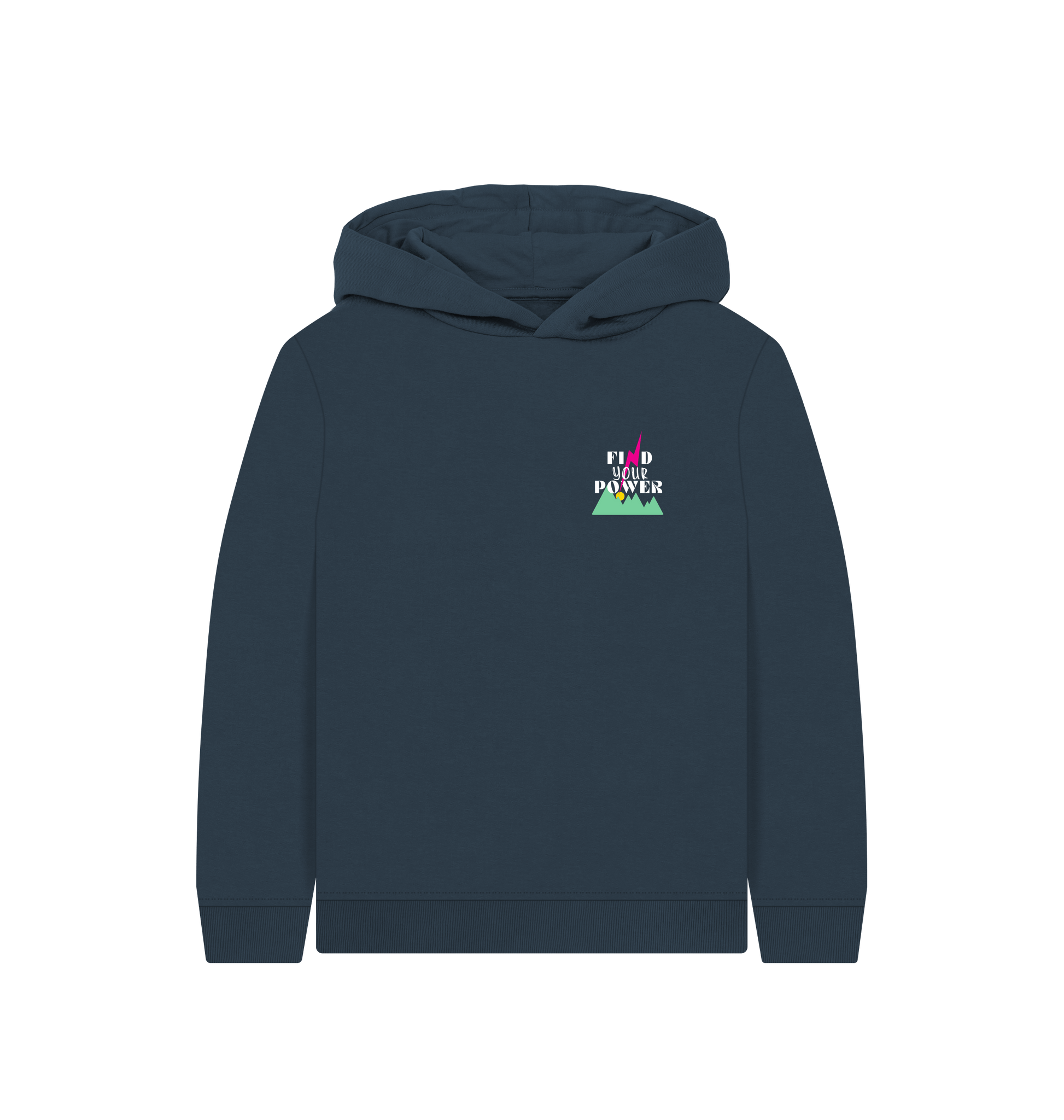 Navy Blue Printed Kids Hoodie Front