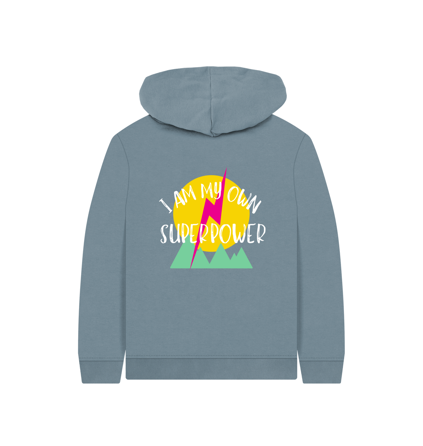 Stone Blue Printed Kids Hoodie Back