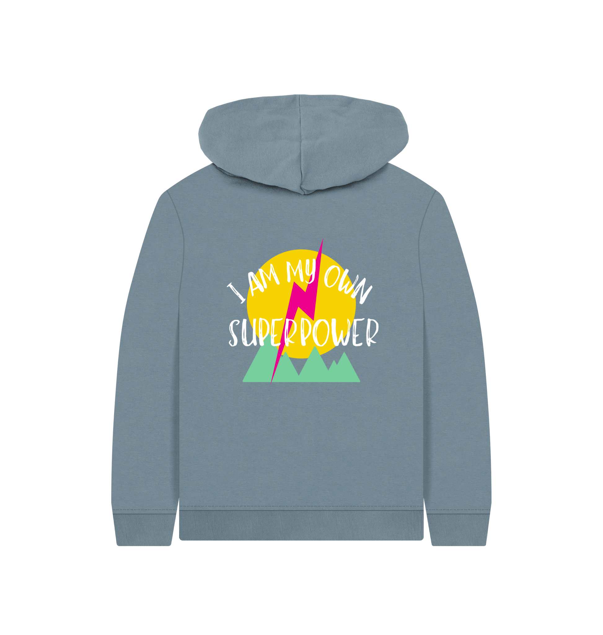 Stone Blue Printed Kids Hoodie Back