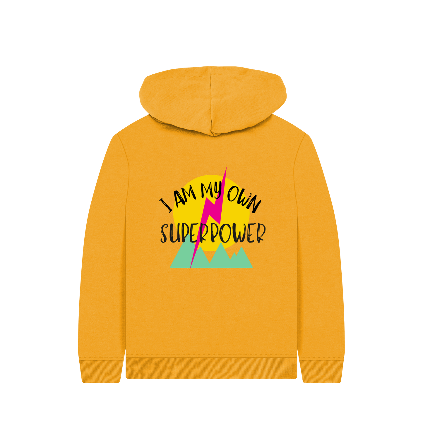 Mustard Printed Kids Hoodie Back