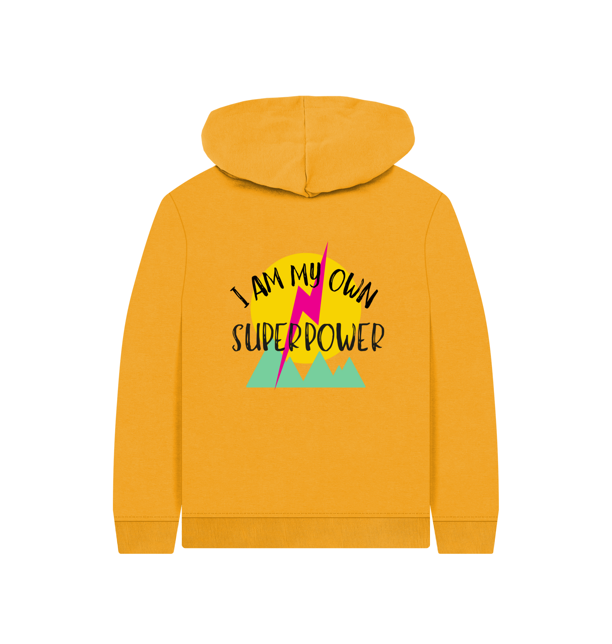 Mustard Printed Kids Hoodie Back